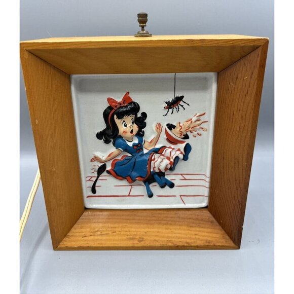 Vtg Little Miss Muffet Night Light Lamp Levinson Underwriters Lab Electric 7x7 - Picture 2 of 7